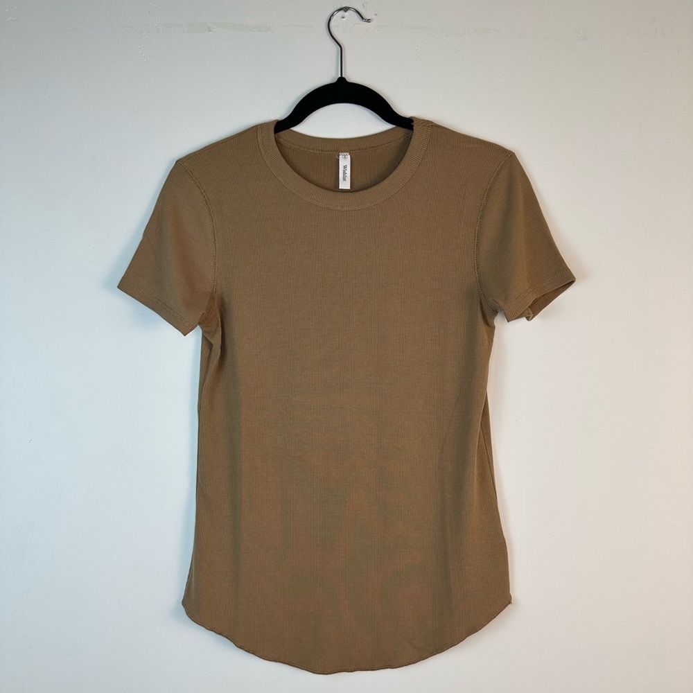 RIBBED KNIT BASIC T-SHIRT